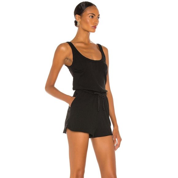 Black Organic Ribbed Romper by Vitamin A - Picture 1 of 11